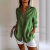 Women's, Elegant Vacation Style, V-neck Top, Loose Shirt, Casual, Slimming, Breathable, Comfortable Shirt