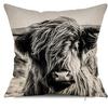 Highland Cow Throw Pillowcase, Decorative Cow Print Linen Pillowcase Sofa Cushion Living Room Car Bedroom Cushion Cover