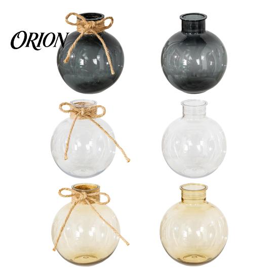 Artistic Home Decor Vase Clear Round Resin Vase, Transparent Sphere Flower Pot with Jute Stylish for Windowsill Bow, Modern Plastic Planter Hydroponic