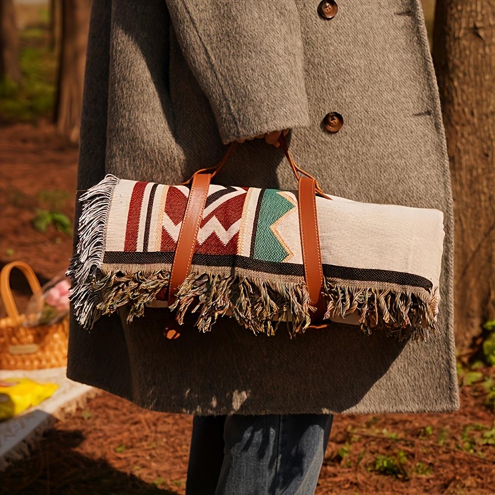 1ks Vodotěsná pikniková podložka - Odolný polyester s diagonálními pruhy, Lze prát v pračce, Ideální pro kempování a venkovní dobrodružství, Kempingové příslušenství