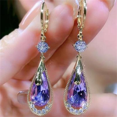 Green Color Zircon Crystal Long Tassel Water Drop Earrings for Women Temperament Korean Jewelry Pendientes Boucle D'oreille