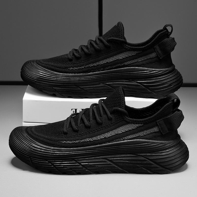 Outdoor versatile men's shoes summer fly-woven mesh breathable platform mesh shoes heightening men's casual sports shoes