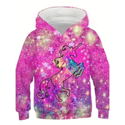 Mädchen lieben süßes Einhorn 3D-Druck stilvolles Kapuzen-Sweatshirt Kinder Sport Casual Hoodie Kapuzenpullover Einhorn Kindheit Rosa