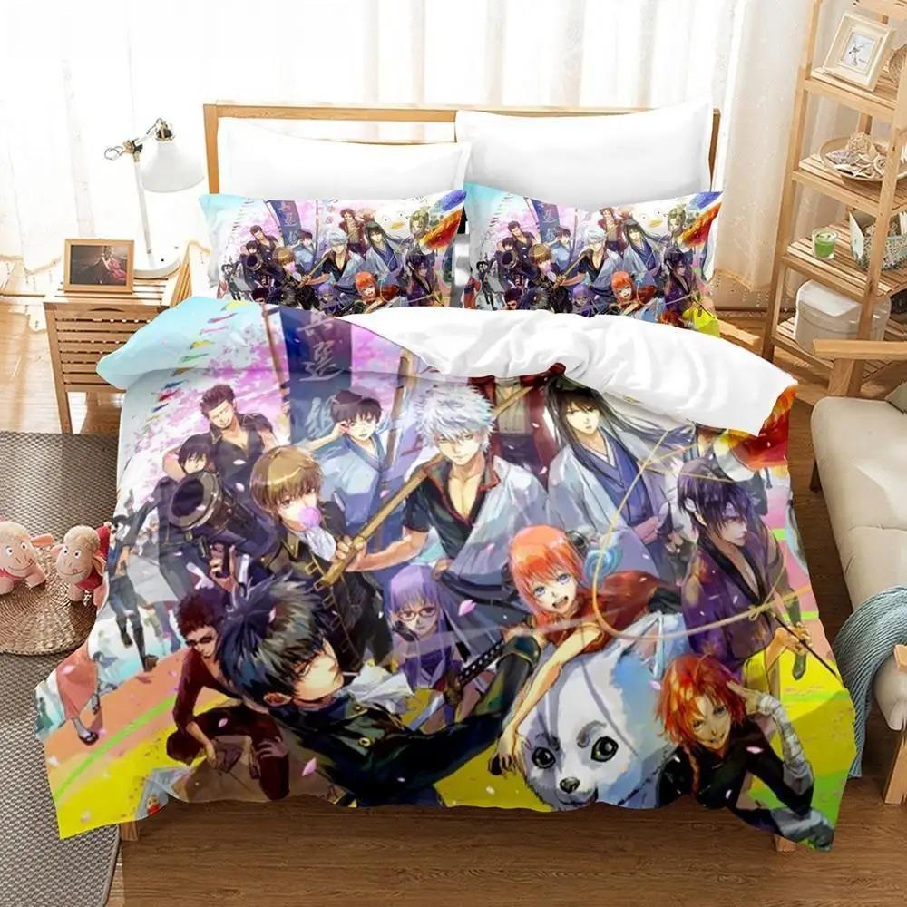 Brand New Gintama Bed Linen Collection Bed Cover Pillowcases For Adult Kids Twin Size Size Double Size Full Queen Dimension King Dimension Kids Teens