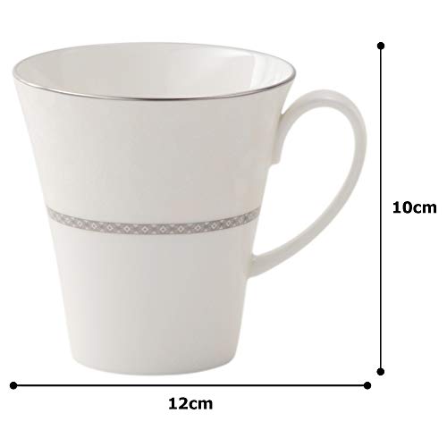 NARUMI Milano Bianca Pair of Mugs, 340cc, White, with a Floral and Plum Blossom Design, Cute and Stylish, Large, Gift Boxed, Product Number: 51461-219