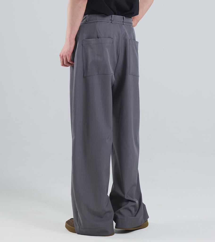 Beoteunseoul Front Cut Curved Spandex Slacks (Charcoal)