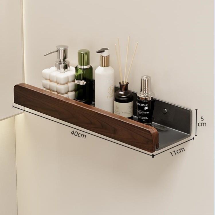 Vintage Walnut Bathroom Wall Shelf & Cosmetic Rack