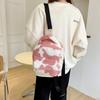 Milk Cow Pattern Plush Backpacks Versatile Women Cartoon Daypack Adjustable Strap Multifunctional Shopping Backpack