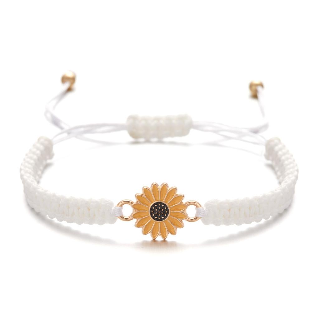 Handmade Sunflower Friendship Bracelet With Floral Design For Women And Couples