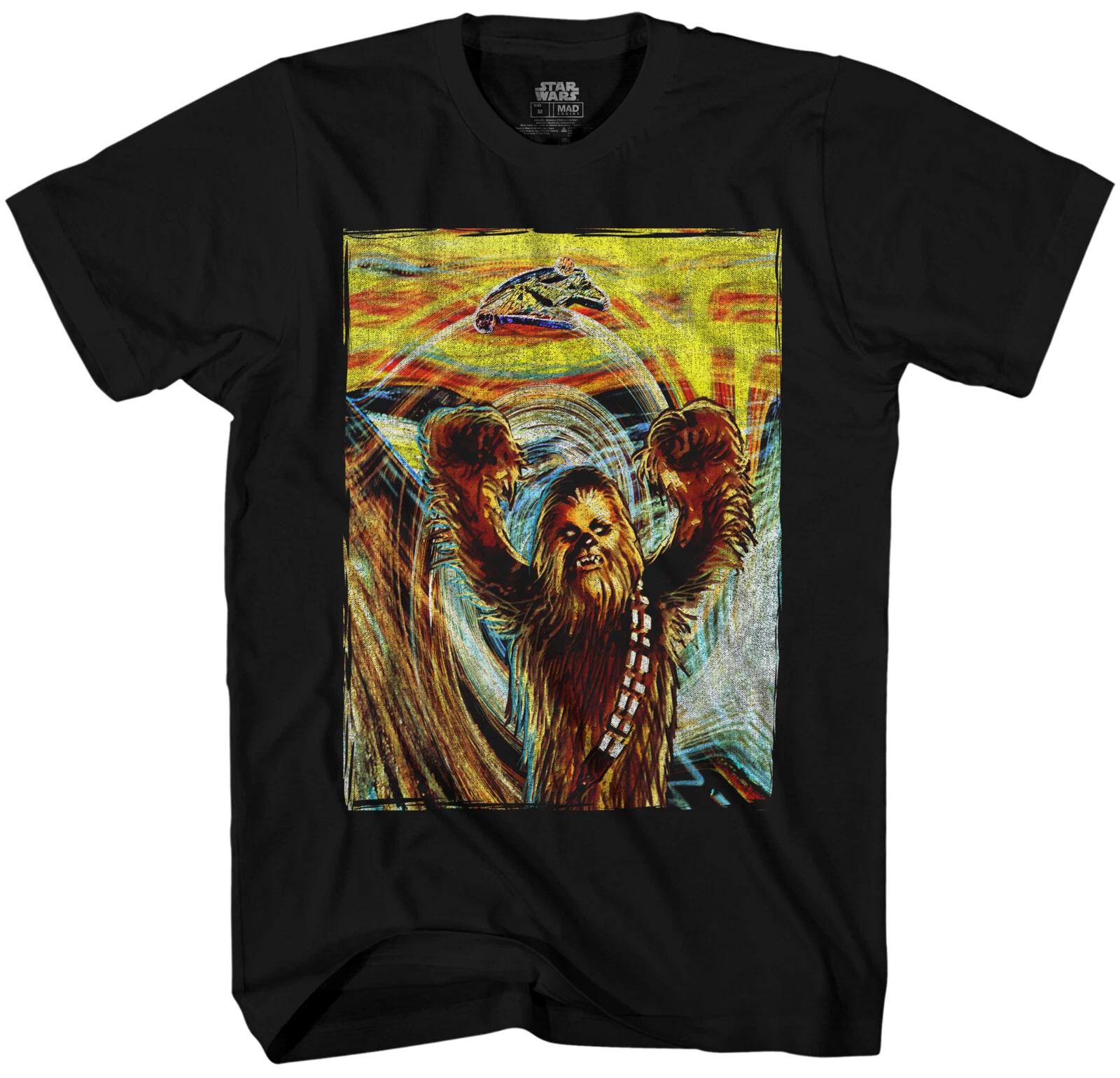 Star Wars Chewbacca Scared Men s Black T-Shirt New XS