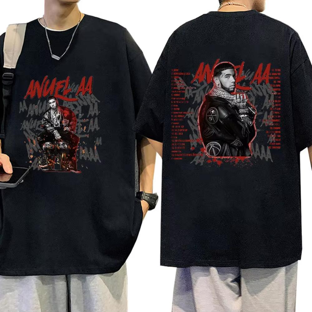

Rapper Anuel AA Real Hasta La Muerte 2026 New T-Shirt Men s Hip Hop Vintage Fashion Oversized Cotton T-shirts Gothic Streetwears 5XL різнокольоровий