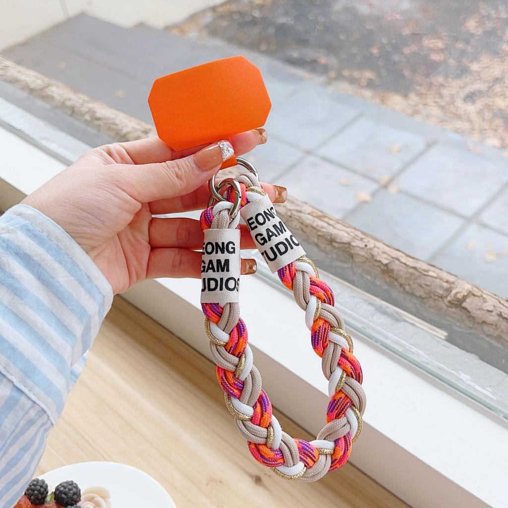 Cute Coloful Knitted Gold Wire Lanyard Phone Strap Keycord Hanging Trousers Accessories Stylish Anti-loss Keychain Wrist Rope