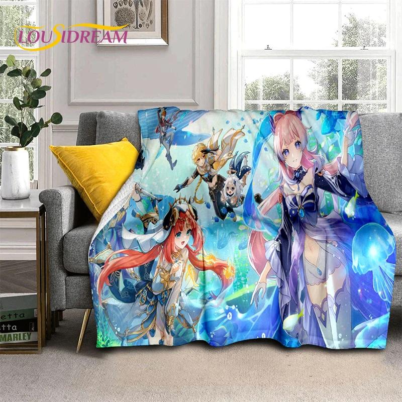 New Genshin Impact Character Solo Cartoon Game Soft Blanket,Soft Throw Blanket for Home Bedroom Bed Sofa Picnic Child Gift