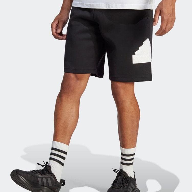 Adidas Logo Print Straight-Leg Athletic Shorts Men Bottoms Black White IC3737