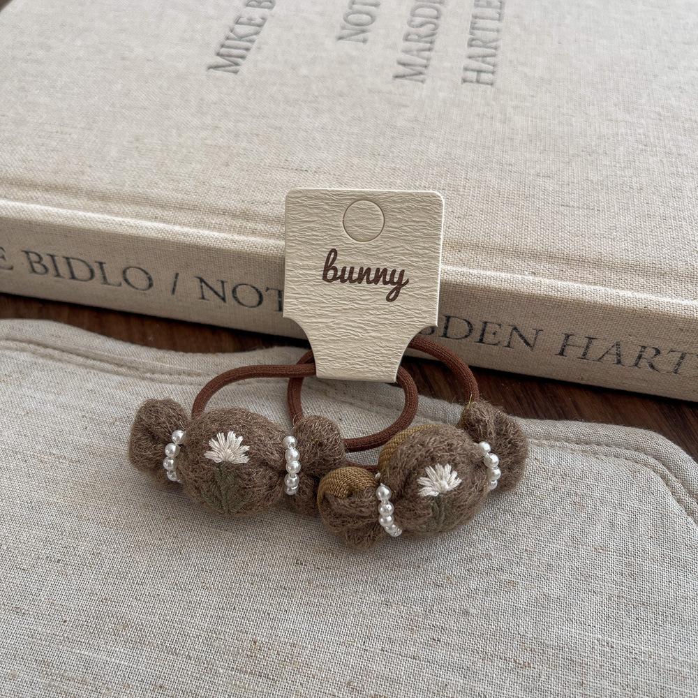 Autumn and Winter Lace Embroidery Bow Children's Hairpin Cute Girl Hair Ring Head Rope Girl Headdress Hair Accessories