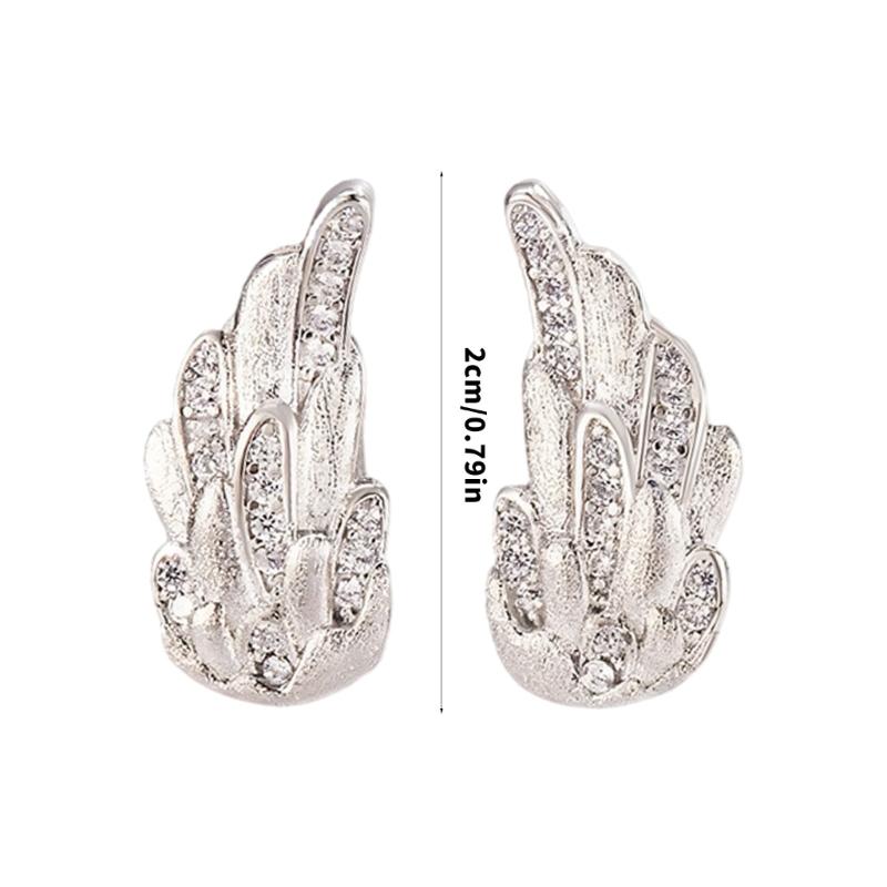 Wing Shaped Studs Earrings Craft Of Copper With Crystals For Work Or Evening Event