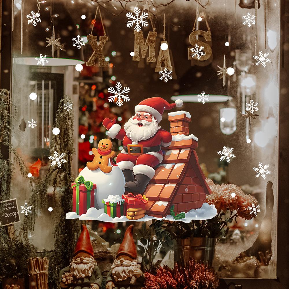 Fun-f213 Roof Santa Gift Snowball Glass Window Home Landscaping Window Sticker Uv