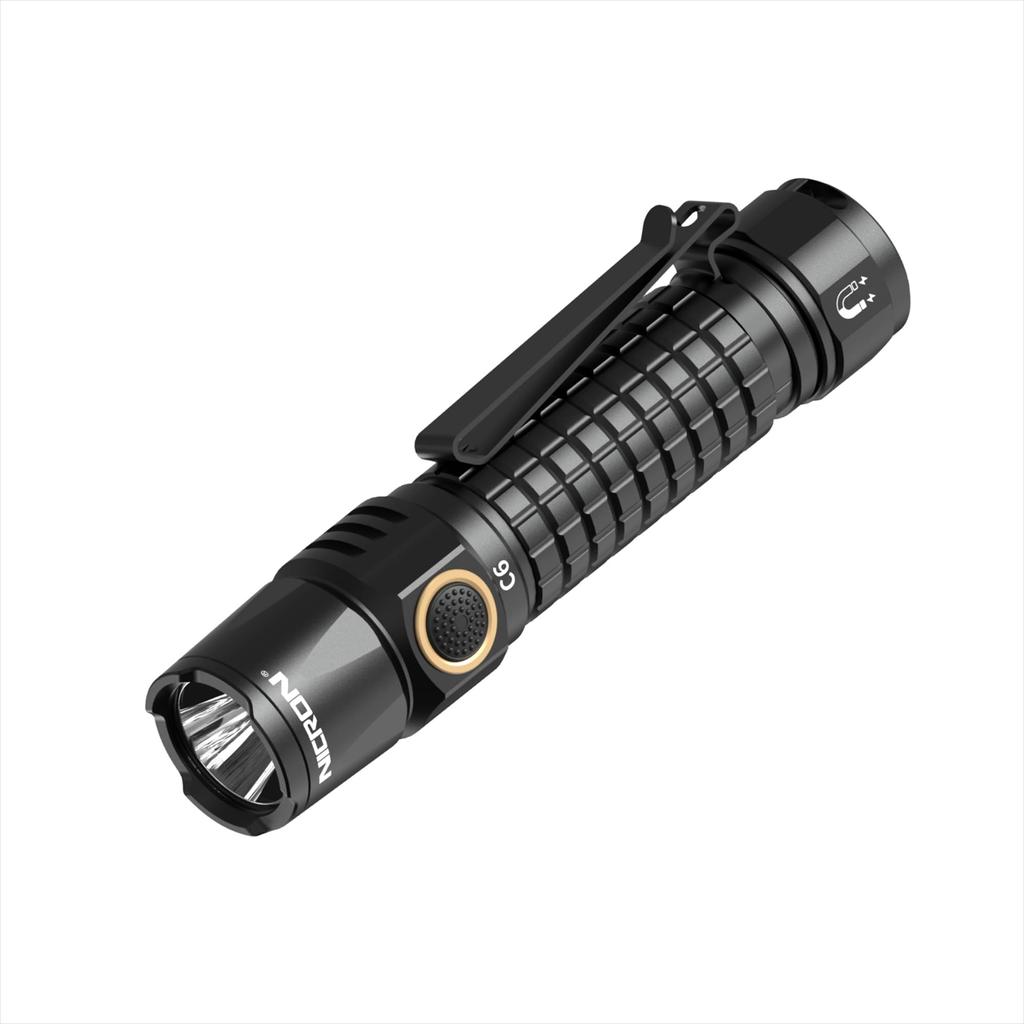 NICRON LED Handheld Flashlight with Magnetic 4 Brightness C6 Clip, Compact, Waterproof, Levels, EDC, Outdoor, Maintenance, Inspection, etc.