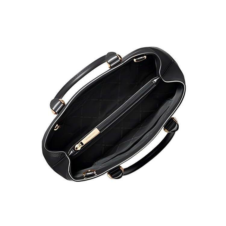 Michael Kors MK Crosby Classic Commuter Elegant Gold Logo Leather Tote Shoulder Crossbody Bag Women bags Black 38F0CCBS2L-001