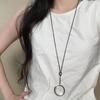 Blogger same magnifying glass pendant long necklace women's light luxury niche high sense retro ins black rope sweater chain