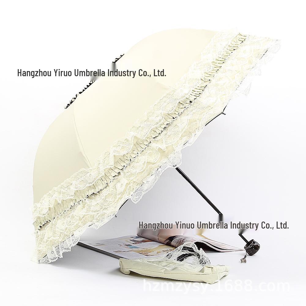 Five-Layer Floral Lace Sun Protection Umbrella - Folding Dual-Use for Sun and Rain