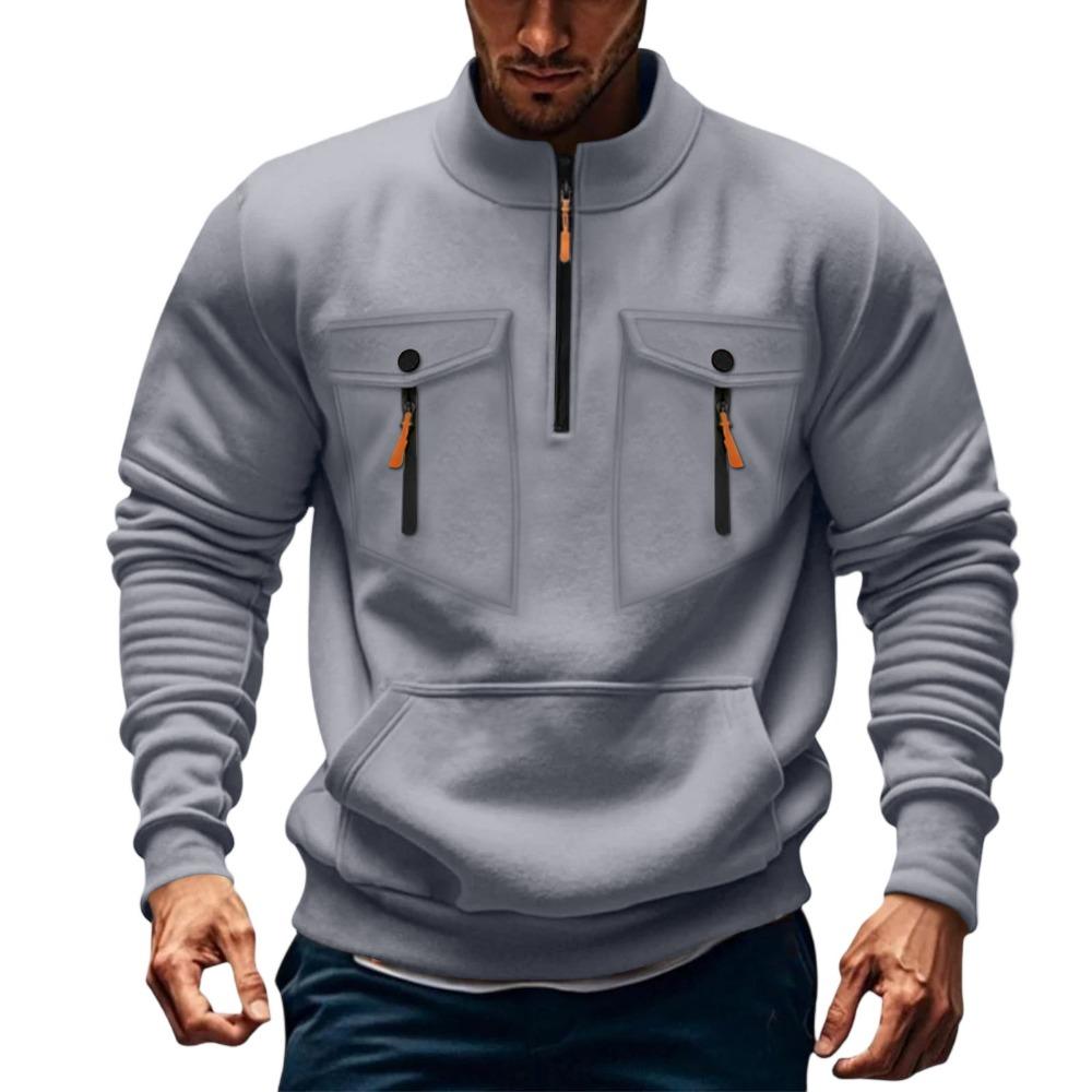 Autumn and Winter Men's Hoodie Zipper Hooded Sweatshirt Sports Casual Cardigan Jacket with Multiple Pockets Hooded