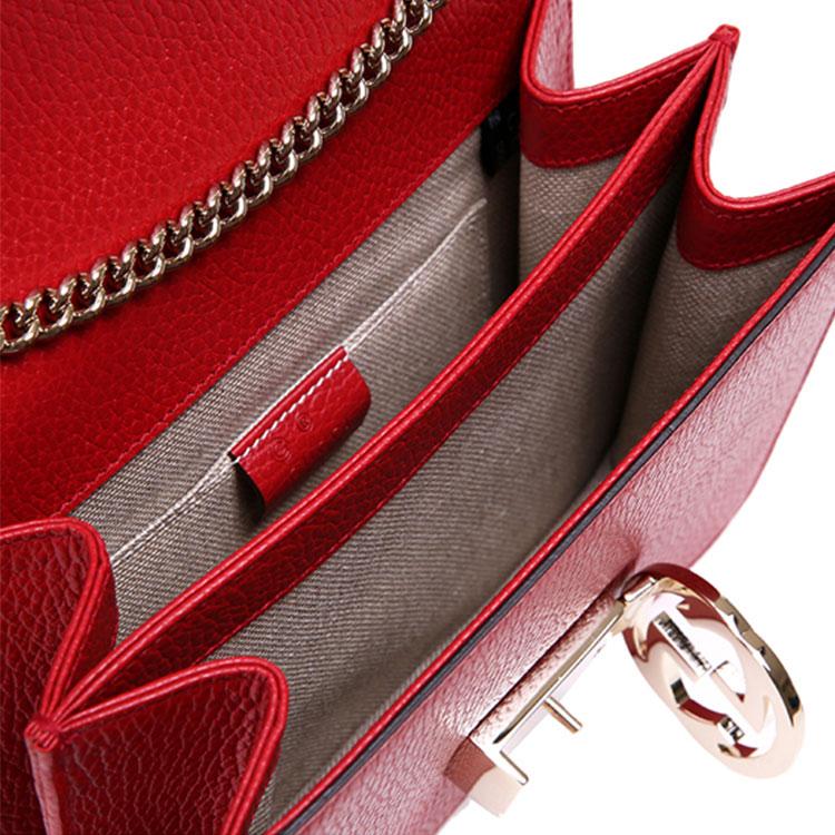 Gucci Interlocking G Leather Chain Crossbody Bag In Red For Women Daily Use