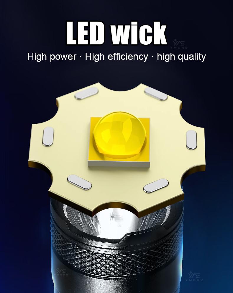 7 LED High-power LED Strong Light Flashlight 18650 USB C Rechargeable with Side Light Multifunctional Outdoor Hiking Camping Light