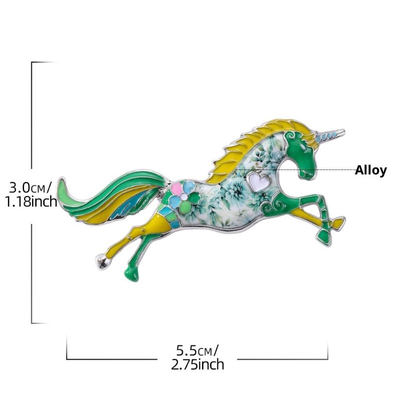 Retro Cartoon Alloy Enamel Unicorn Horse Brooch Lapel Pin For Women Clothing Badge Jewelry Accessories Gift