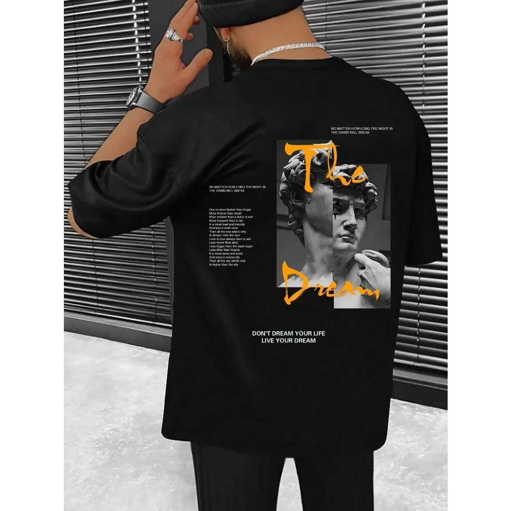 Don'T Dream Your Life Live Your Dream Men Clothes Fashion Summer T-Shirts Streetwear 100% Cotton Loose Tops Breathable Tee