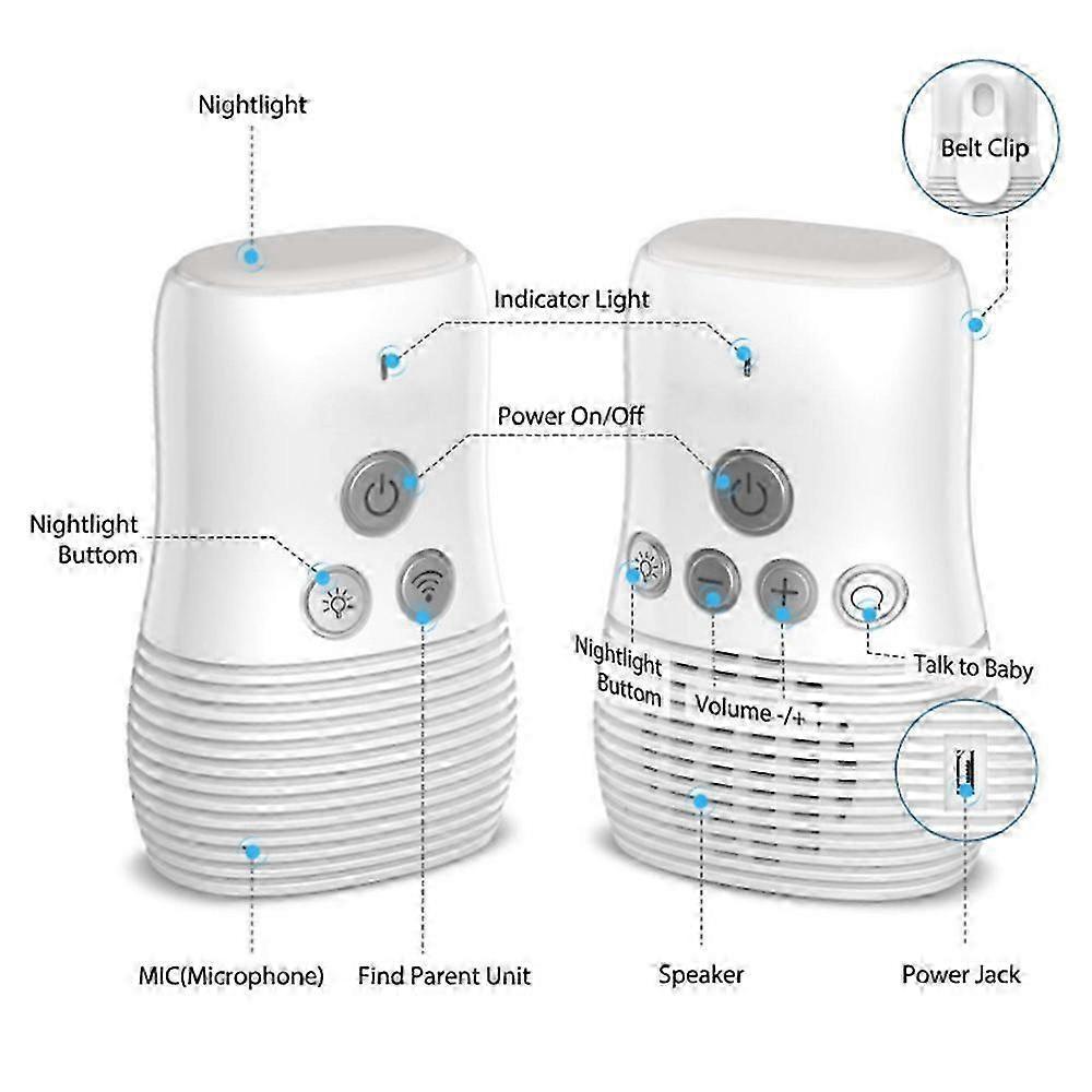 DBM-8 Light Night Wireless Two-way Audio Baby Monitor Talk Back Intercom Sound Alert for Infant
