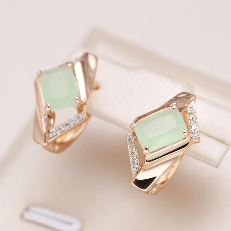 New Square Emerald Cut Zircon Drop Earrings For Women Luxury  Rose Gold Color Earrings Trend Wedding Fine Daily Jewelry