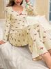 Sweet bow pajamas women, spring and summer new high-end V-neck lace edge trousers loungewear European and American style suit