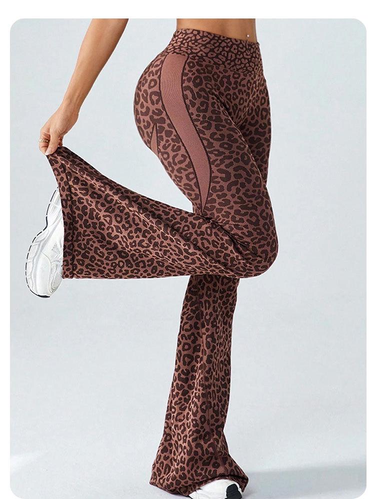 Women's Seamless Leopard Print High-Waist Wide-Leg Yoga Pants
