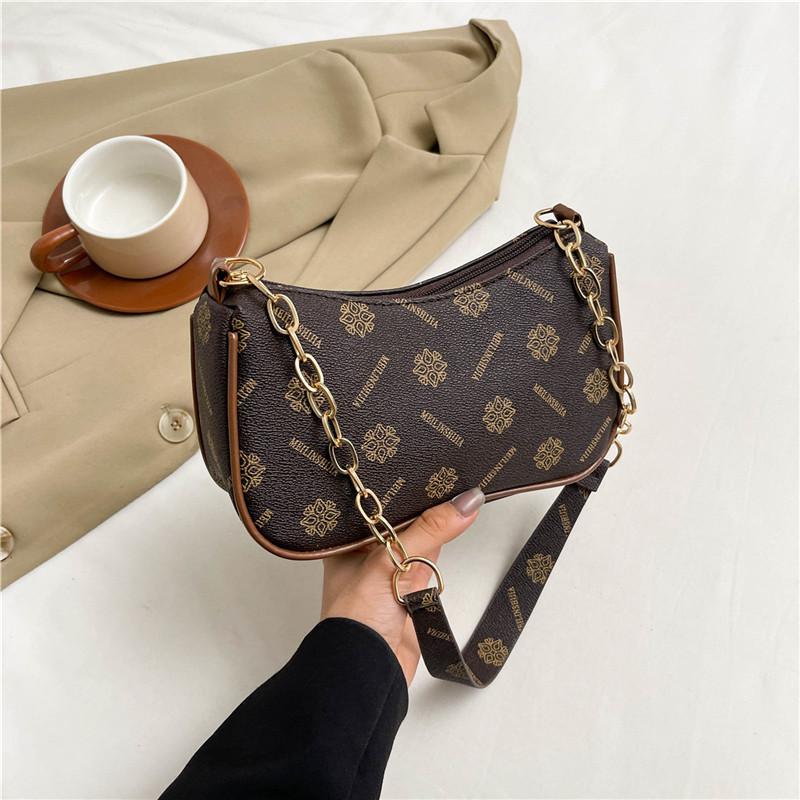 Printed bag women's summer new retro shoulder bag niche design underarm pillow bag