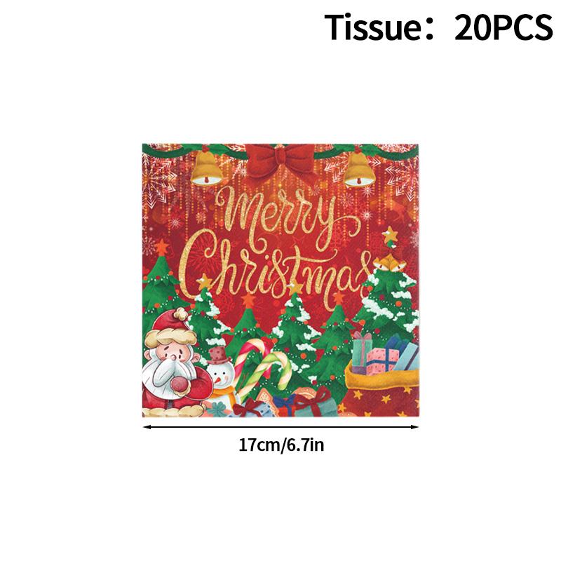 2025 Christmas Party Disposable Tableware Santa Claus Pattern Paper Plates Cups Christmas Tree Napkin Merry Christmas Supplies