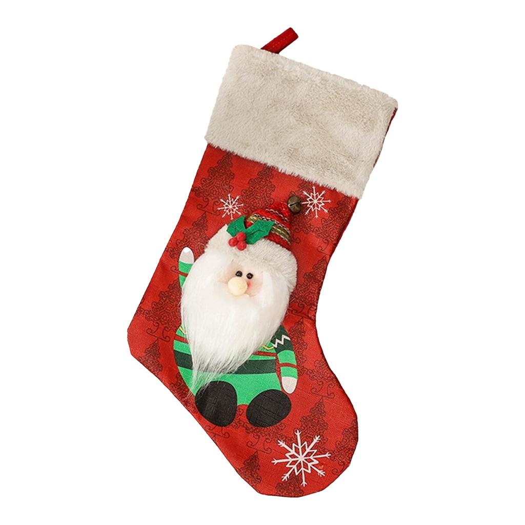 3D Design Christmas Stocking 18 Inch Large Family Christmas Stocking Xmas Gifts Candy Bag for Fireplace Hanging Ornament Gifts