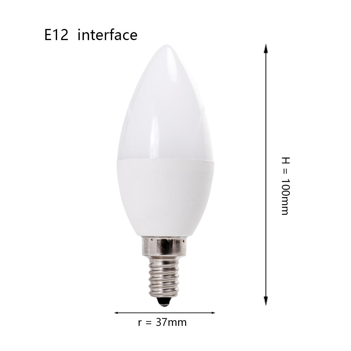 

Светодиодная люстра переменного тока 220 В 240 В 5 Вт с регулируемой яркостью, лампа в форме пламени свечи E14 E12 B15, холодный, теплый белый, замена галогенной декоративной лампы Candle Shape-E12 теплый белый