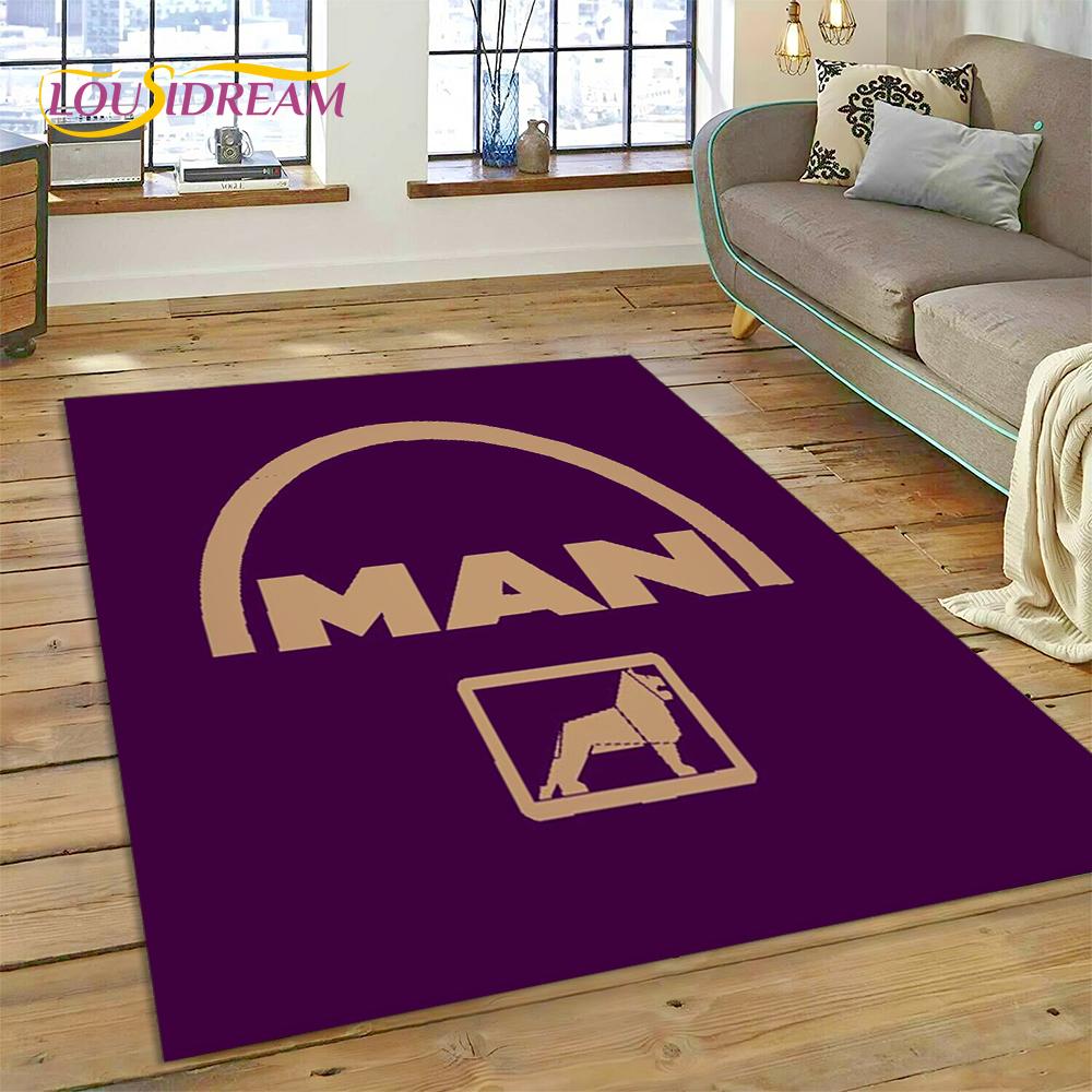Tappeto con stampa 3D con logo di camion Man per soggiorno, camera da letto, arredamento per la casa, tappetino antiscivolo, decorazione per divano, zerbino, regalo per bambini