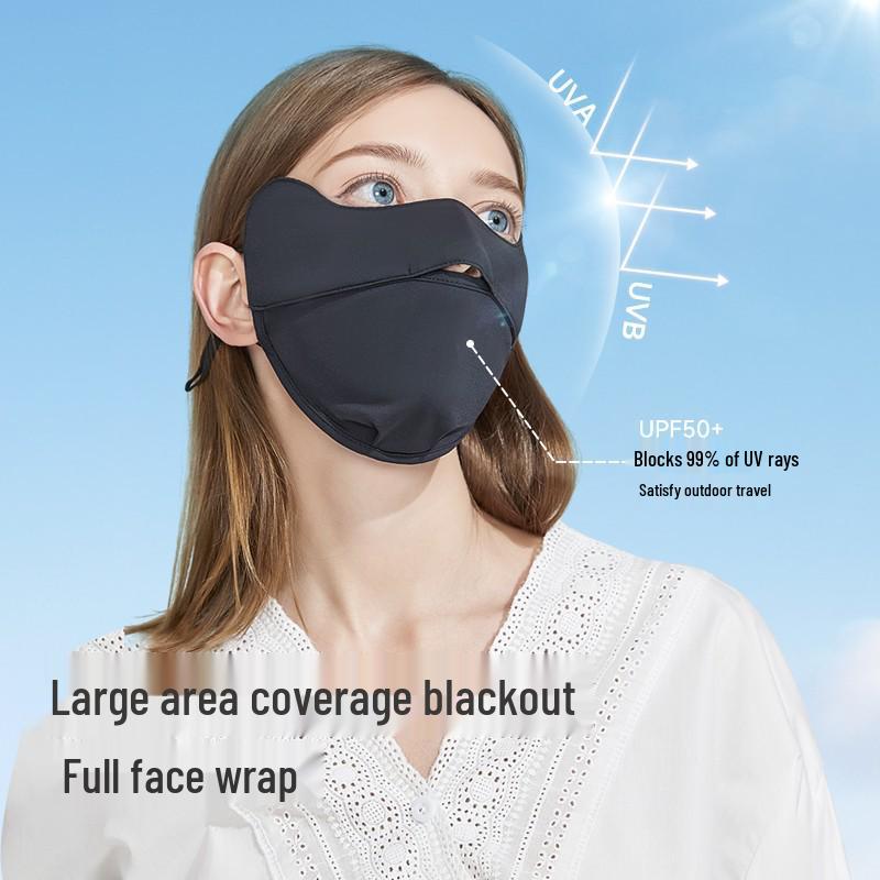 Women's Summer Ice Silk UV Protection Face Mask - Breathable, Full Coverage for Cycling and Outdoor Activities.