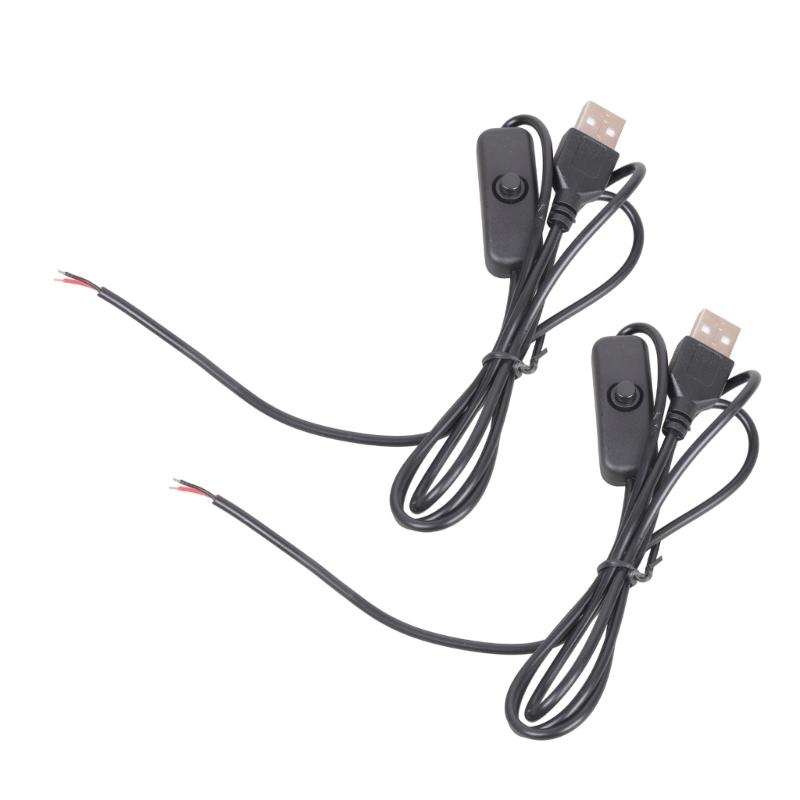 

USB 2.0 Male Connectors 22AWG Bare Wire Cable 1m/1.5m Switches Control Exposed Wire Power Cord for 5V1A Electronics чорний