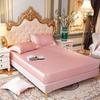 Ice Silk Satin Bed Sheets: Solid Color Three-Piece Set – Imitation Silk Mattress Protector.