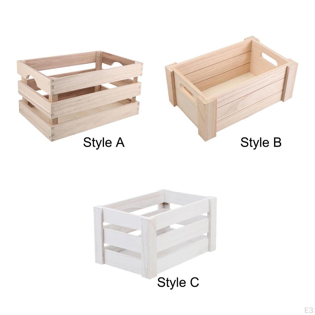 Vintage Holzkiste Desktop Organizer Korb Natürliche Robust Container Bin Holz Massivholz