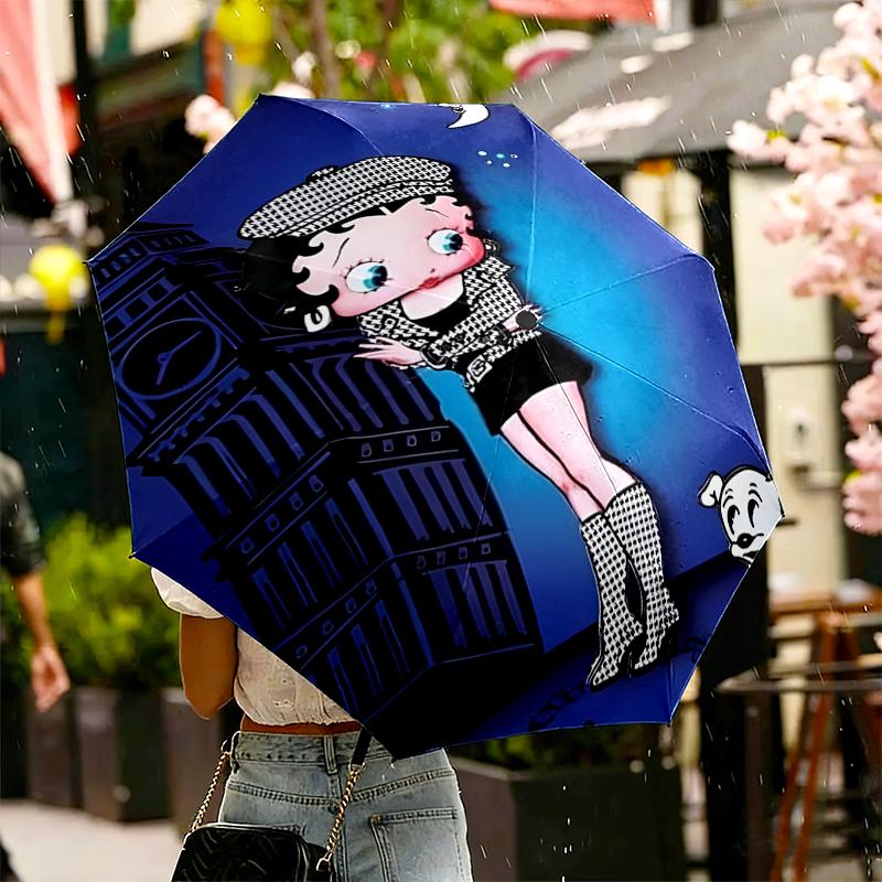 Betty Boop Print Umbrella Automatic Opening/ Closing - Portable Foldable Design - Daily use for Travel/Outdoor - Gift for Birthday
