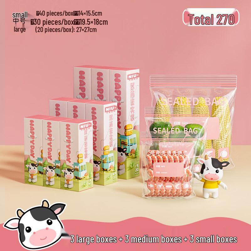 ZISIZ Food-Grade Self-Sealing Freezer Bags