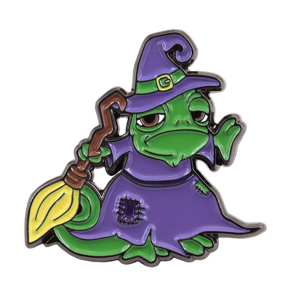 Rapunzel Pascal Witch Broom Lizard Brooch Enamel Collar Pin