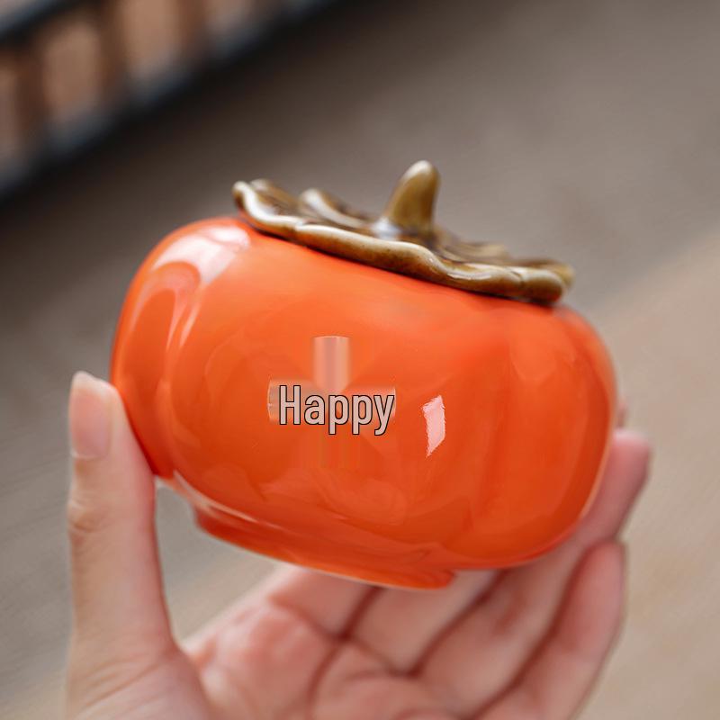 Creative Lucky Persimmon Peanut Candy Jar - Sealed Tea Gift Box for Weddings & Events Customization
