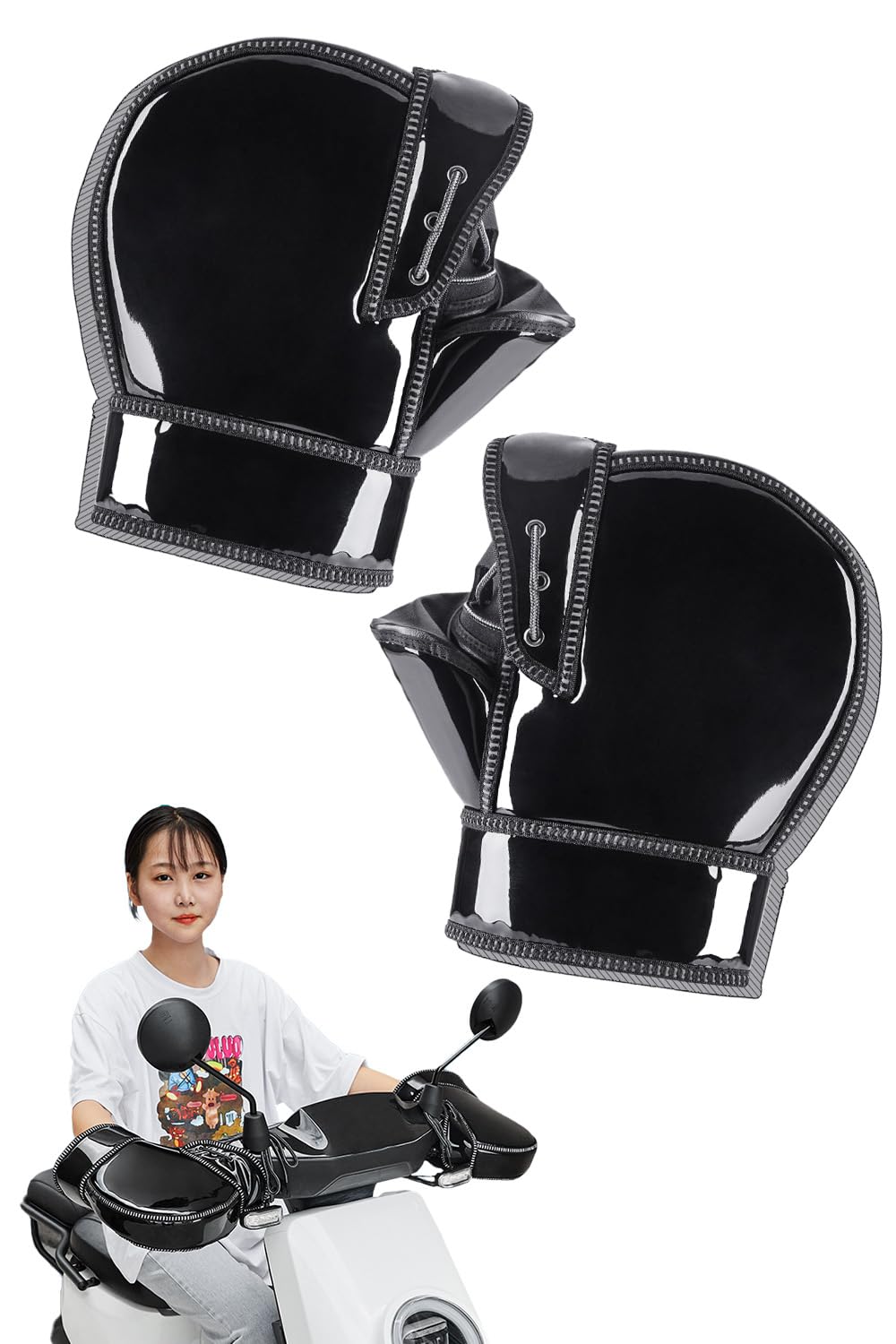 

Tierneys Motorcycle Handlebar Bicycle Handlebar Cold for Scooters and PU Leather Gloves, Covers, Covers, Protection, Waterproof, Windproof, Bicycles, чёрный