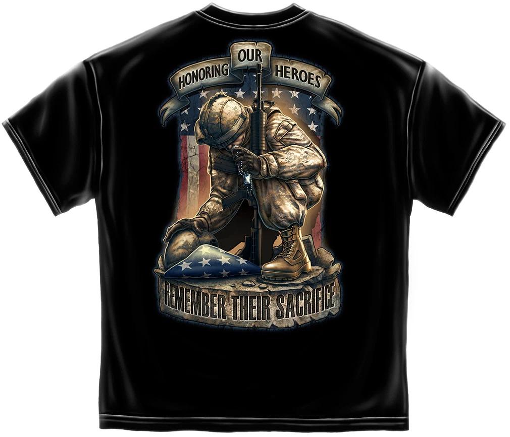 New REMEMBER OUR HEROES LICENSED T Shirt PATRIOTIC MILITARY HONOR SACRIFICE 3XL