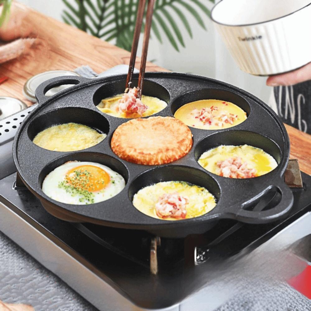 Non-Stick 7 Hole Omelette Pan Efficient Kitchen Frying Pan Multipurpose Fried Eggs Pot  Meatloaf